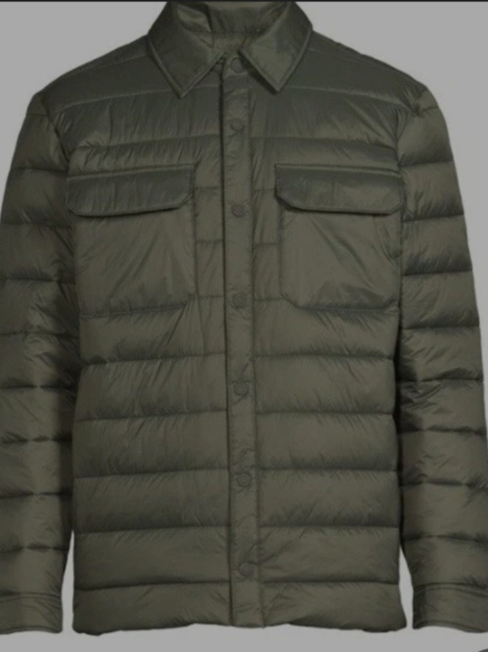 Men's Quilted Puffer Shirt Jacket in Olive